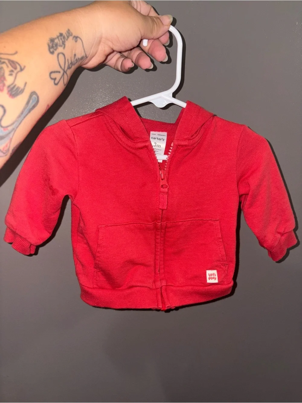 Carter's Bright Red Zip-Up Baby Hoodie